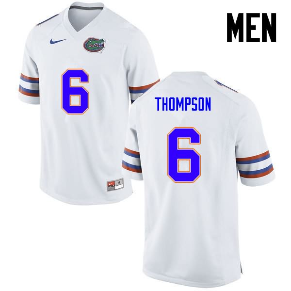 NCAA Florida Gators Deonte Thompson Men's #6 Nike White Stitched Authentic College Football Jersey UAT4864CZ